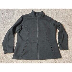 Spyder Women's Jacket Cable Knit Fleece Lined Full Zip Sweater Size XL Black